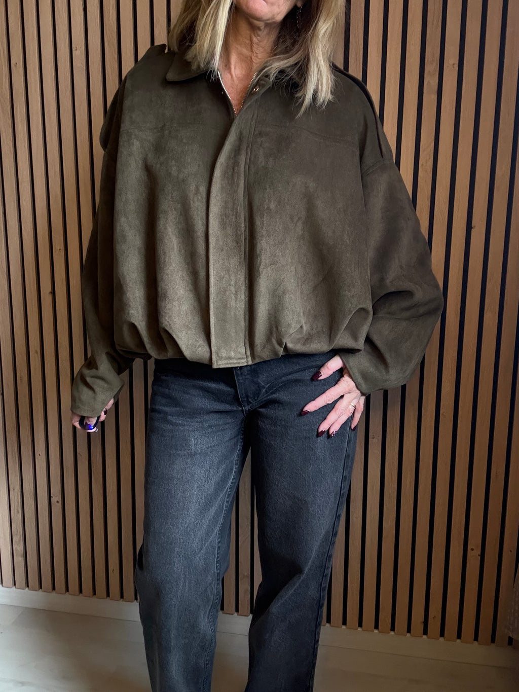 Veste bomber suédine effet daim