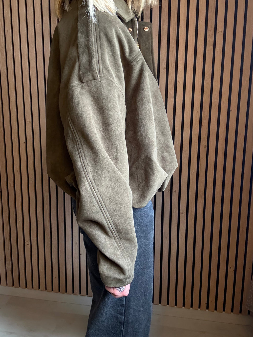 Veste bomber suédine effet daim