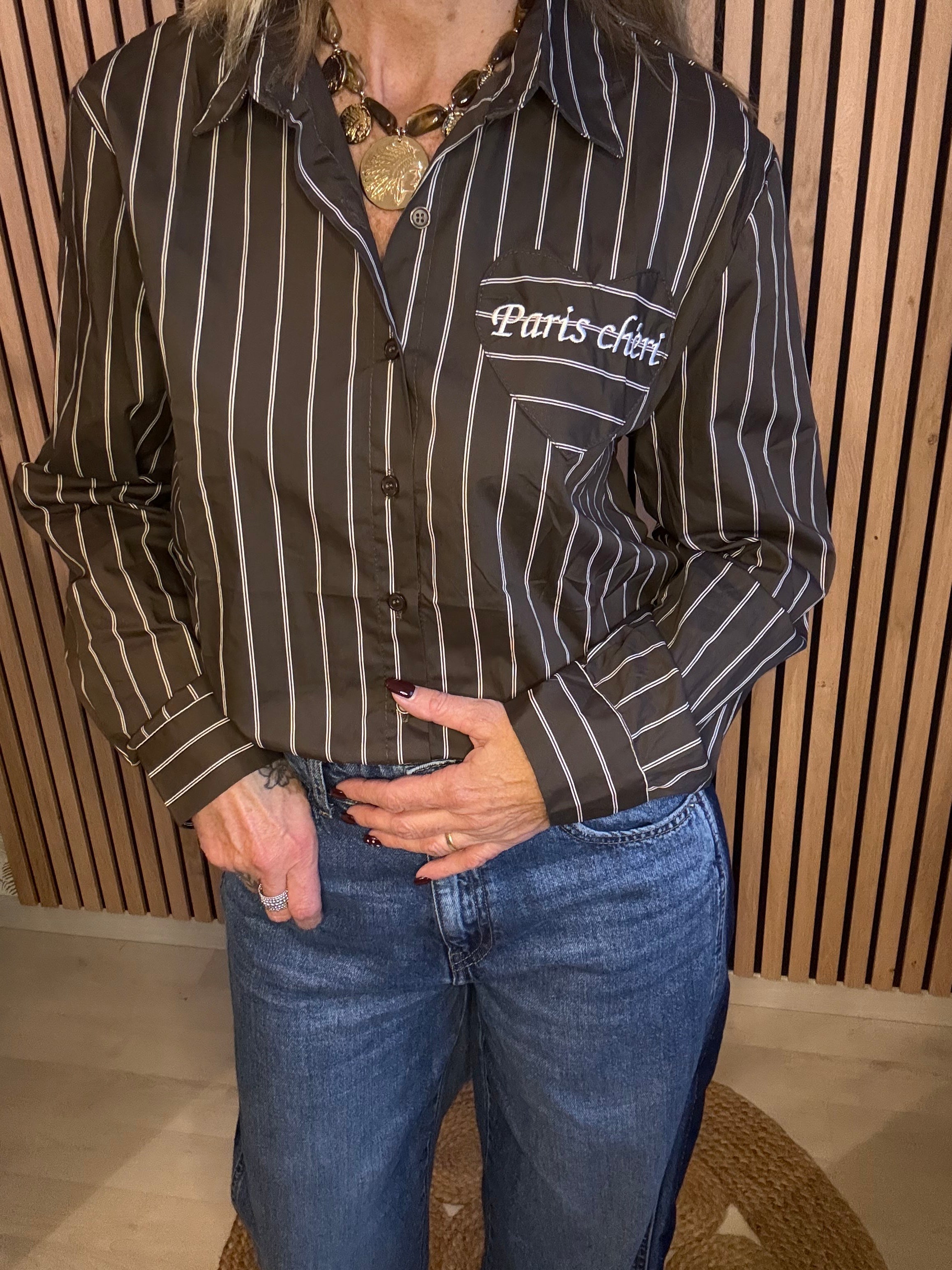 Chemisier rayé "Paris chéri"