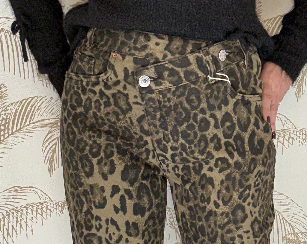 Jean "Léopard" fermeture croisée