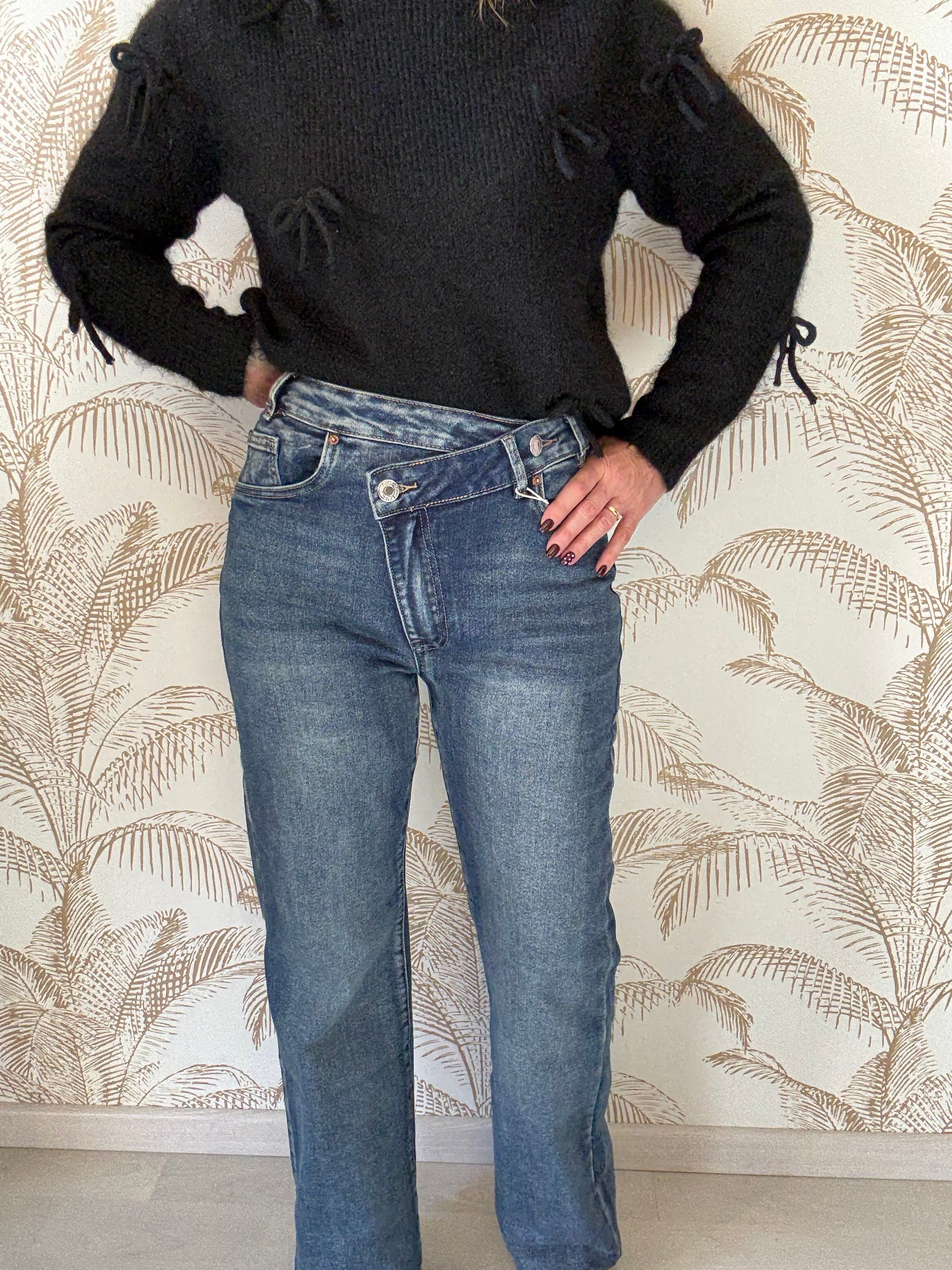 Jean bleu fermeture croisée