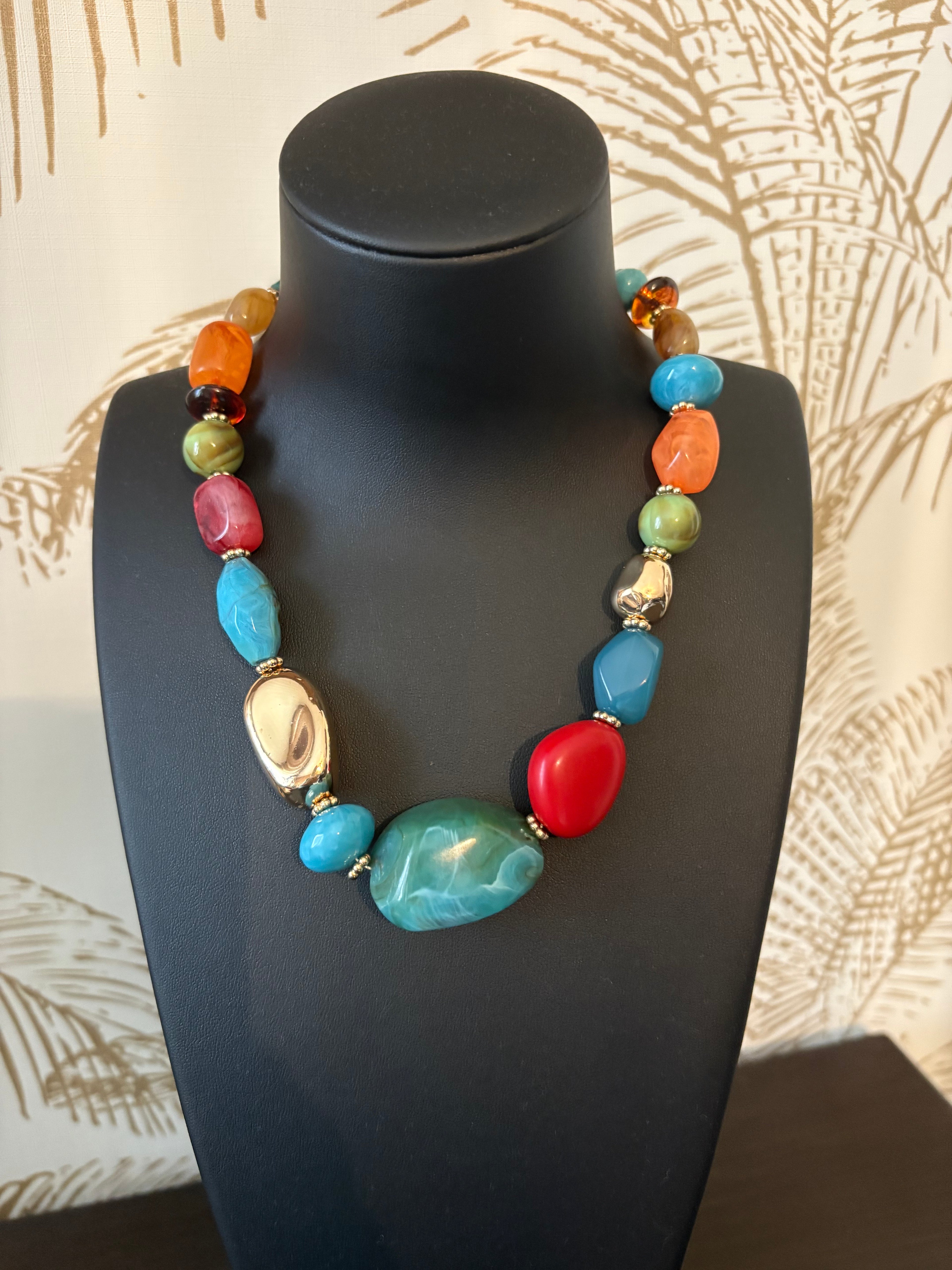 Collier "cailloux" multicolore